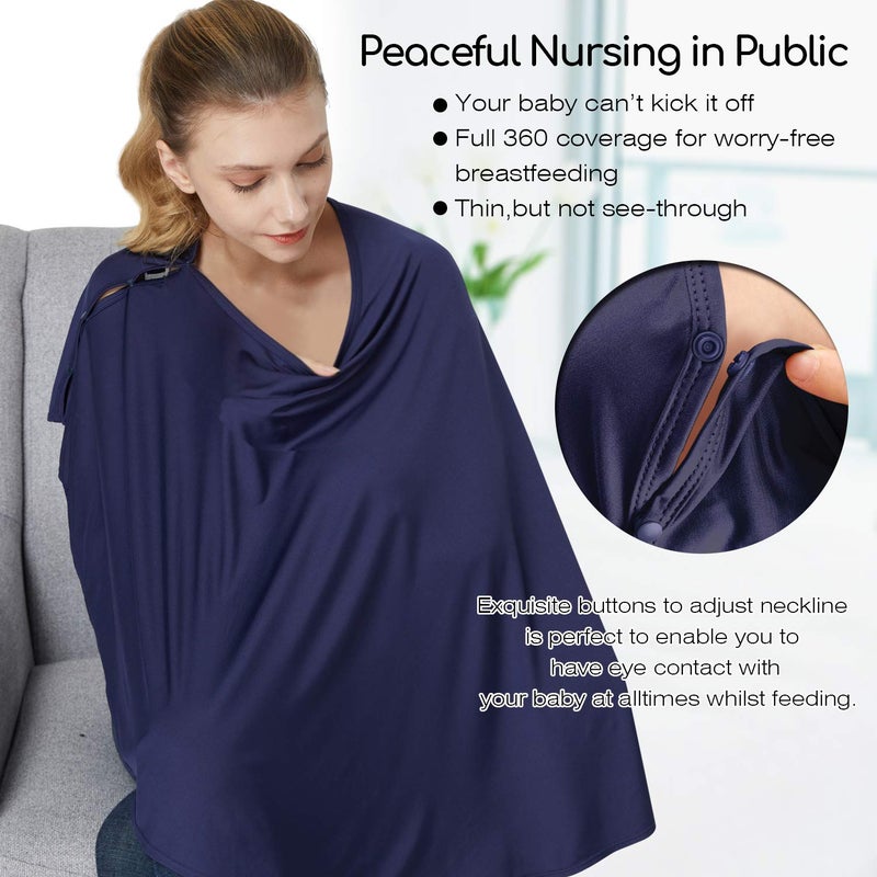 Kefee Kol Nursing Cover & Baby Nursing Poncho Multi Use Breastfeeding Cover for CarSeat Canopy  High Seat Cover  Stroller Cover  Shopping Cart Cover Nursing Scarf for Boy and Girl by Kefee Kol (Blue) - Image 2